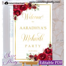 Red Roses Mehndi Party welcome sign,Mehndi Night welcome sign,(16)